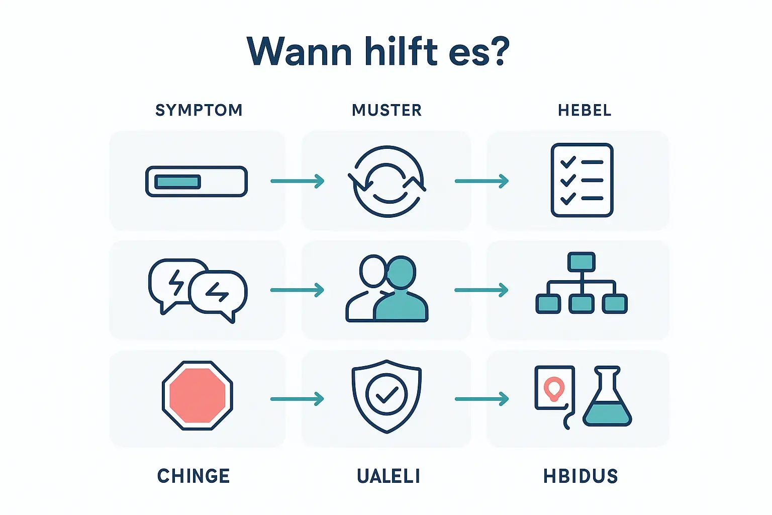 Die Matrix übersetzt Alltags-Symptome in Systemmuster und passende Hebel. Damit wird klar, wann systemische Beratung besonders wirksam ist – und warum „Widerstand“ oft ein Schutzmechanismus ist.